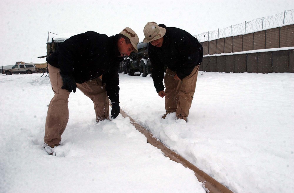 U.S. Soldiers Check Fuel Line in Afghanistan