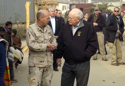 U.S. Navy Admiral Briefs Vice President Cheney on Disaster Relief Efforts in Pakistan