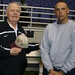 Wounded Soldier Presents Saints Owner with Autographed Hat