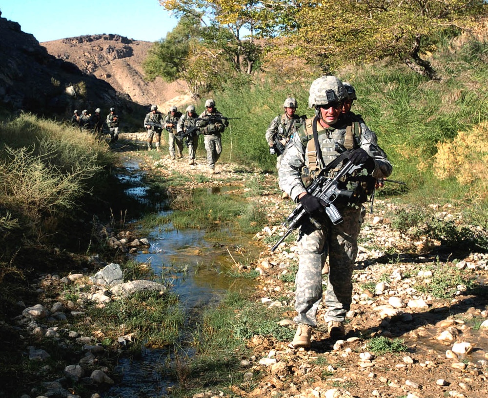 Airborne Infantry Sergeant Leads Squad on Patrol in Afghanistan