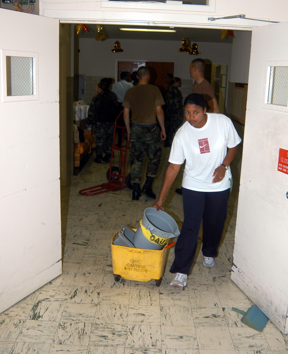 Air Force Tech. Sgt. Cleans Hallways at Armed Forces Retirement Home