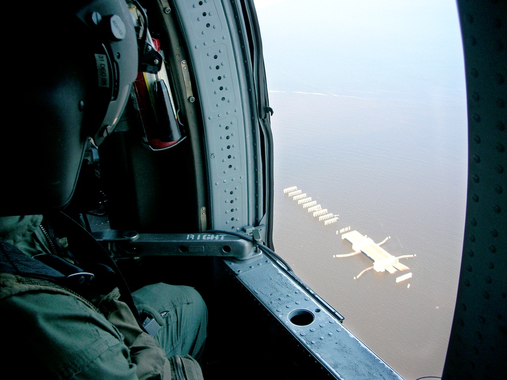 National Guardsman Surveys Damage to Mississippi Bridge After Storm