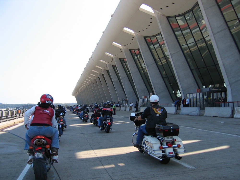 Motorcycle Enthusiasts Ride Past Dulles Airport on 9/11