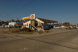 Police Station Takes Refuge in Shell Station After Hurricane Katrina Devastation in Pass Christian, Miss.