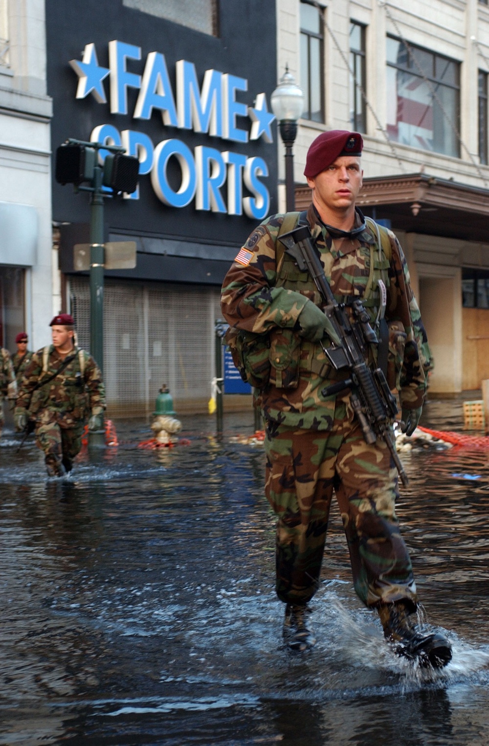 82nd Airborne Soldiers Patrol Flooded New Orleans Streets
