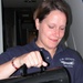 Air Force Flight Attendant Serves Coffee to Defense Secretary Rumsfeld