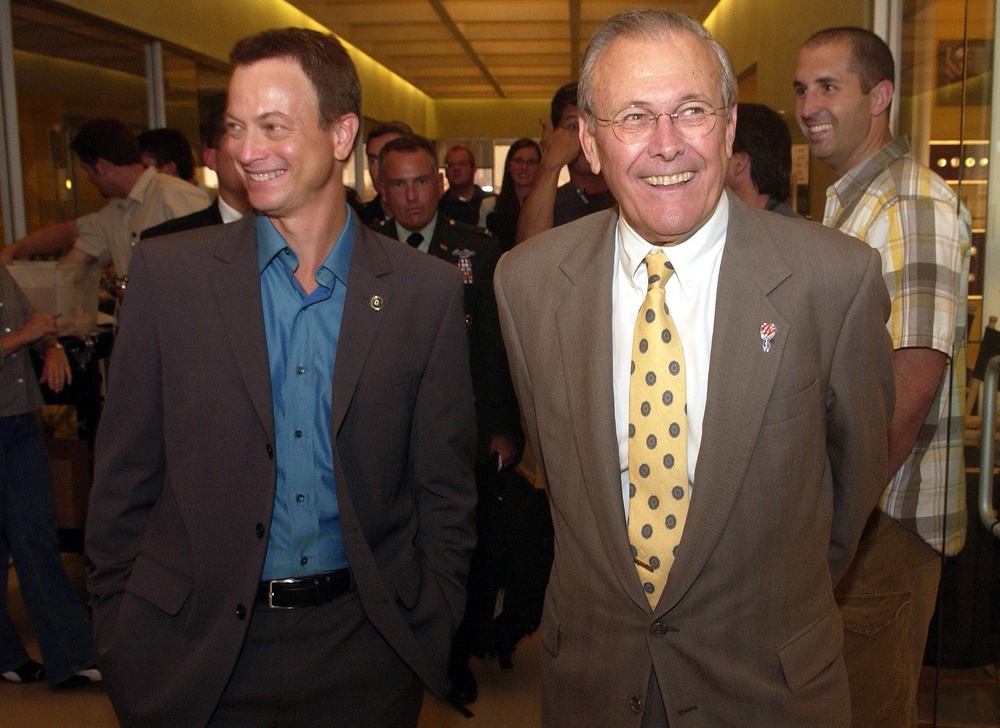 Rumsfeld and Sinise Tour CSI: NY Set in Los Angeles