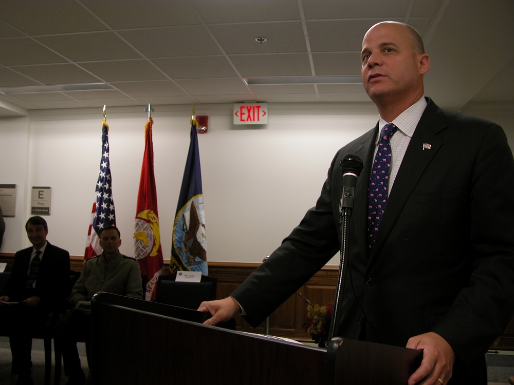 Navy Undersecretary Addresses Crowd at Pentagon Corridor Reopening