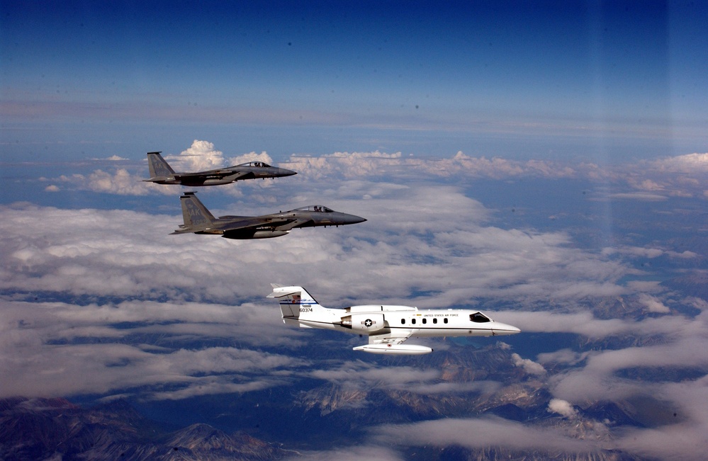 Air Force F-15C Jets Intercept C-21 in Alaska Aerospace Defense Exercise