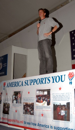 Comedian Dave Mordal Entertains U.S. Troops at Bagram Air Base
