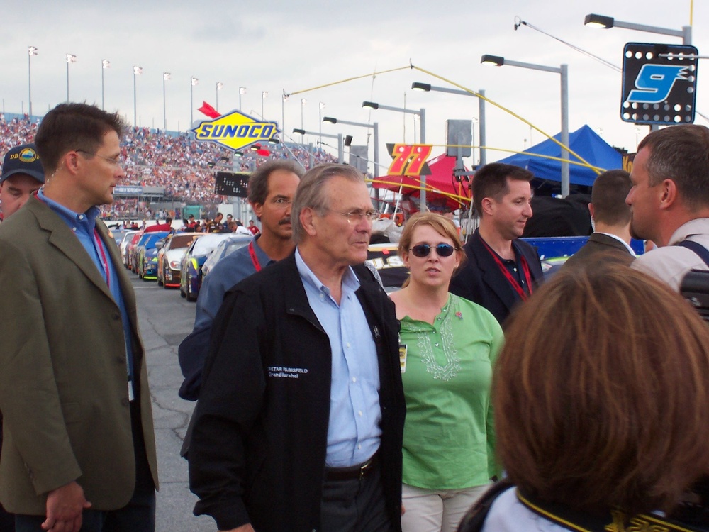 Rumsfeld Serves as Grand Marshal at Pepsi 400 NASCAR Race