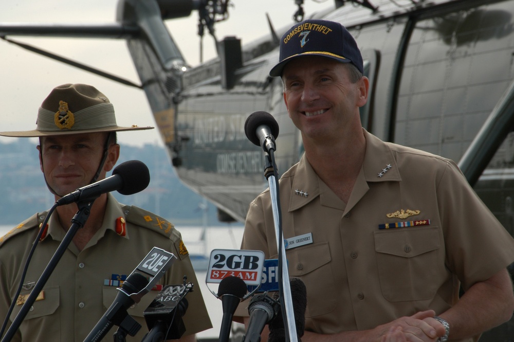 U.S. and Australian Military Leaders Hold Joint News Conference Aboard USS Blue Ridge