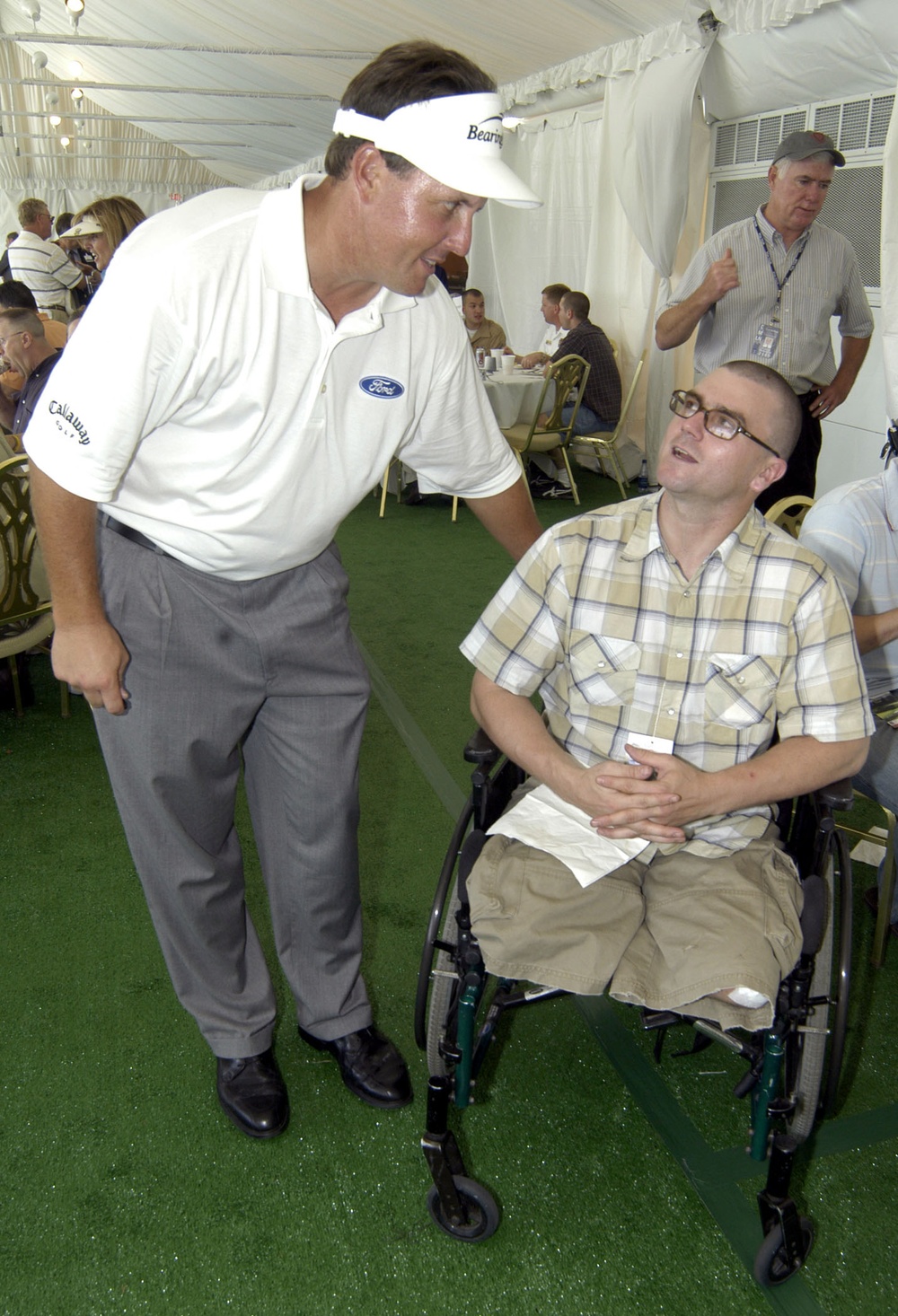 Marine Sgt. Chats with Golfer Phil Mickelson at PGA Tour Event