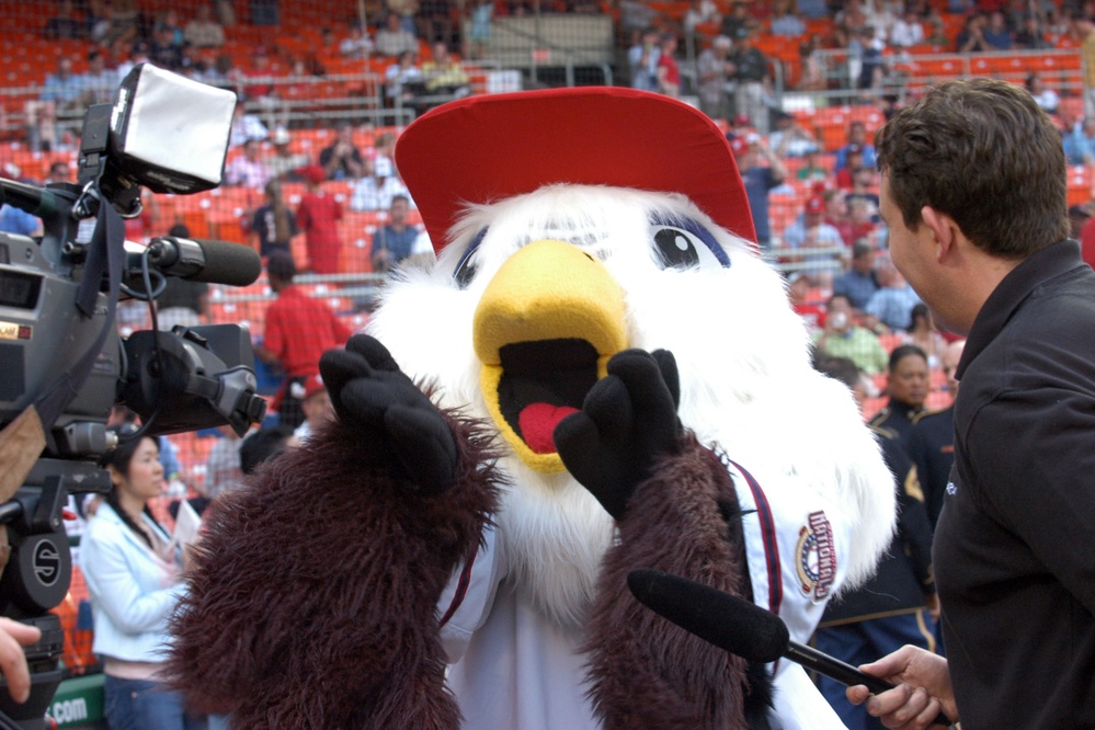 Nationals' Mascot Screech Honors Military at Welcome Home Event