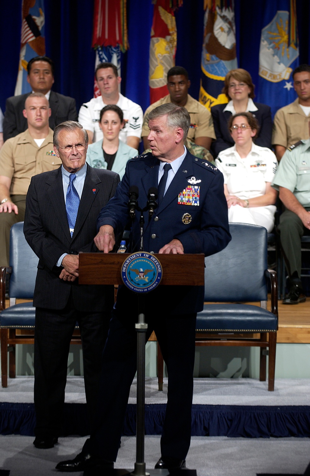 Joint Chiefs Chairman Addresses Pentagon Town Hall with Defense Secretary Rumsfeld