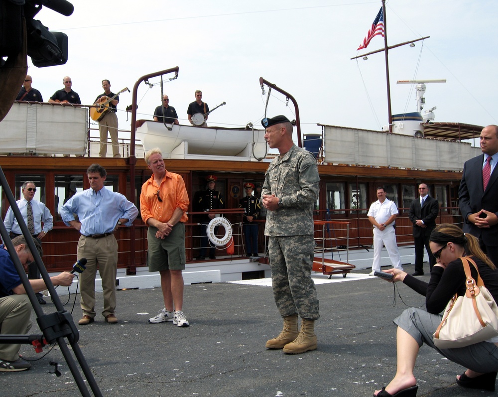 Maj. Gen. Helmick Addresses Wounded Troops, VIPs Before Sequoia Cruise