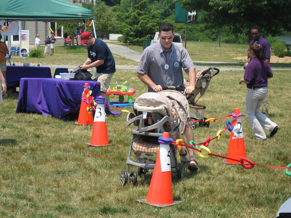 Fathers Compete in Daddy Drills Obstacle Course at Granville Gude Park