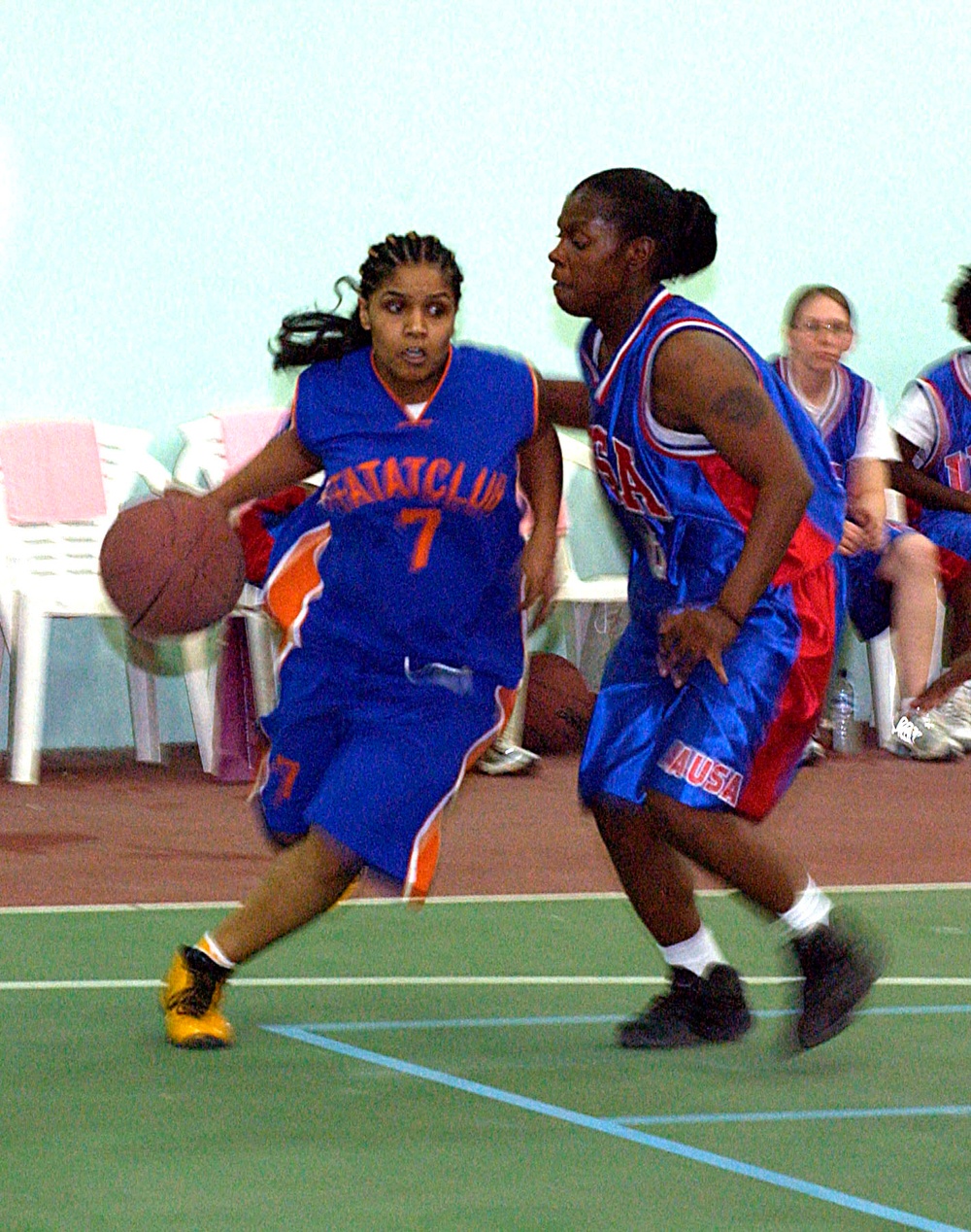 Kuwaiti Point Guard Dribbles Past U.S. Defender in Exhibition Match
