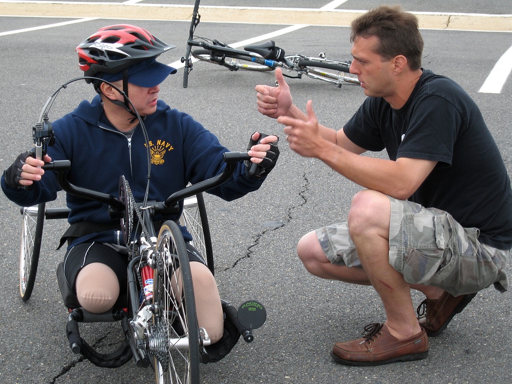 Soldier Ride Participant Learns Handcycle Brakes from Executive Director