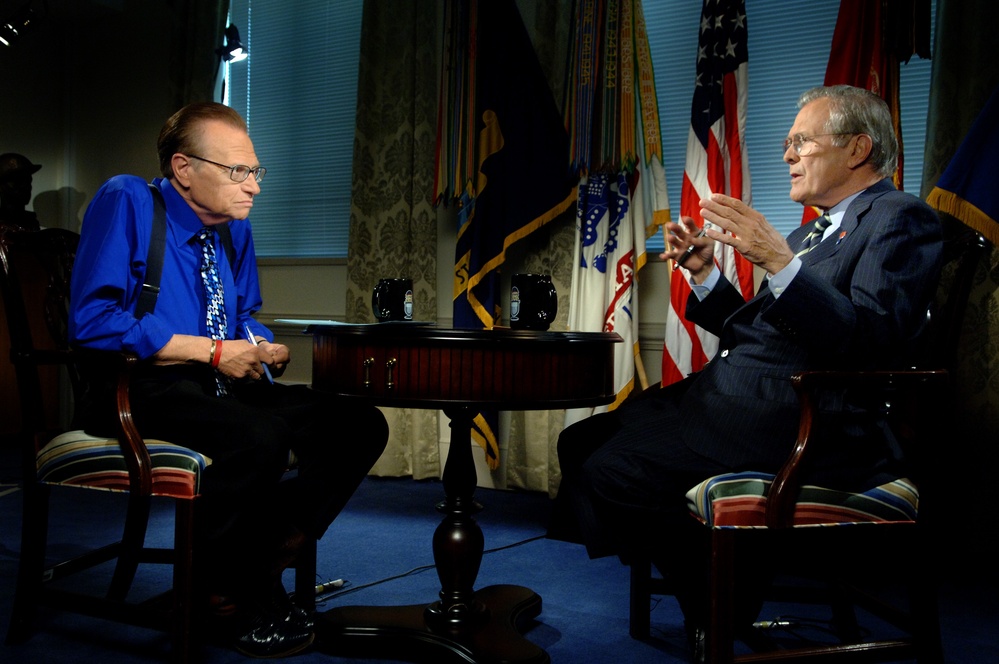 Rumsfeld Defends Administration's Policies on CNN's 'Larry King Live'