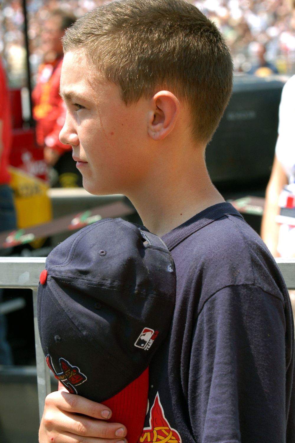 Young Boy Honors National Anthem with Servicemembers