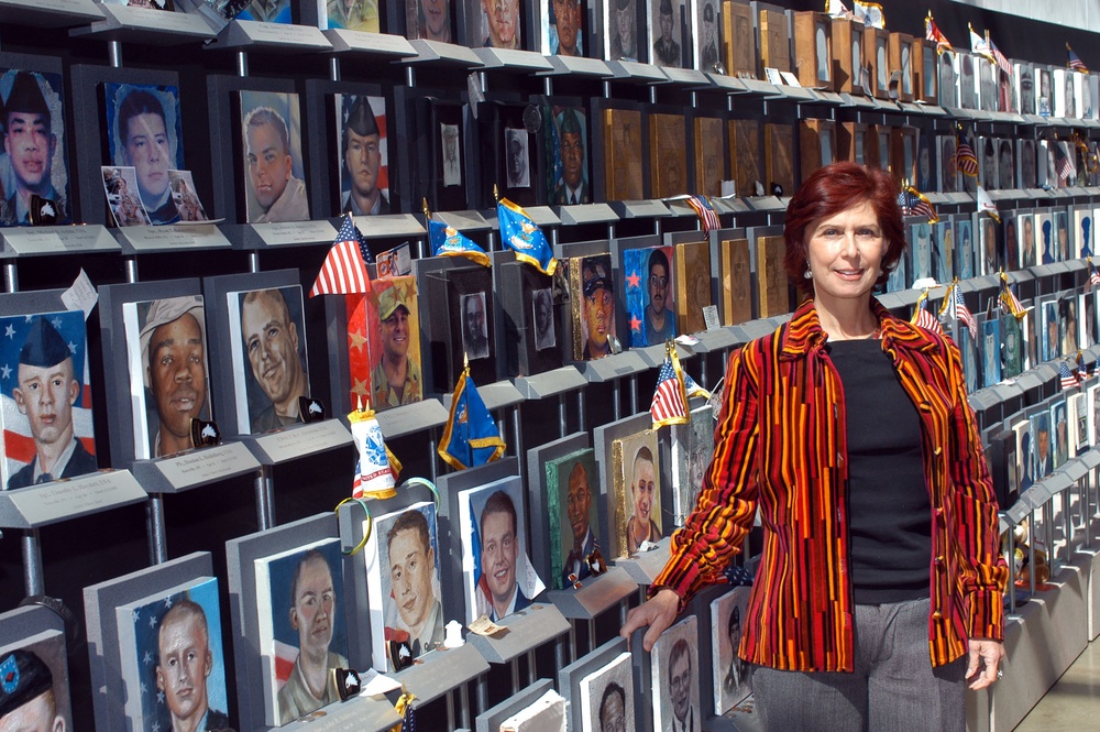 Faces of the Fallen Founder Poses at Women's Military Memorial
