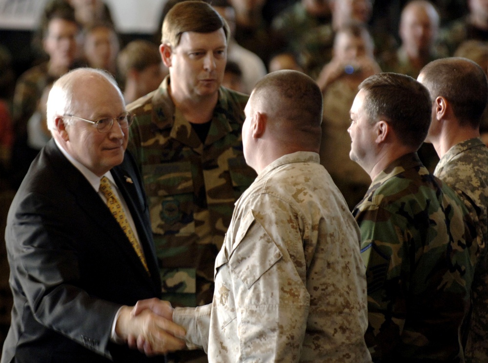 Cheney Presides Over Troop Re-Enlistment Ceremony at Fairchild Air Force Base