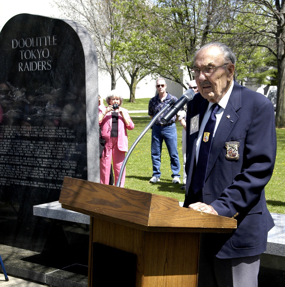 Doolittle Raider Lt. Col. Chase Nelson Speaks at 64th Anniversary Commemoration