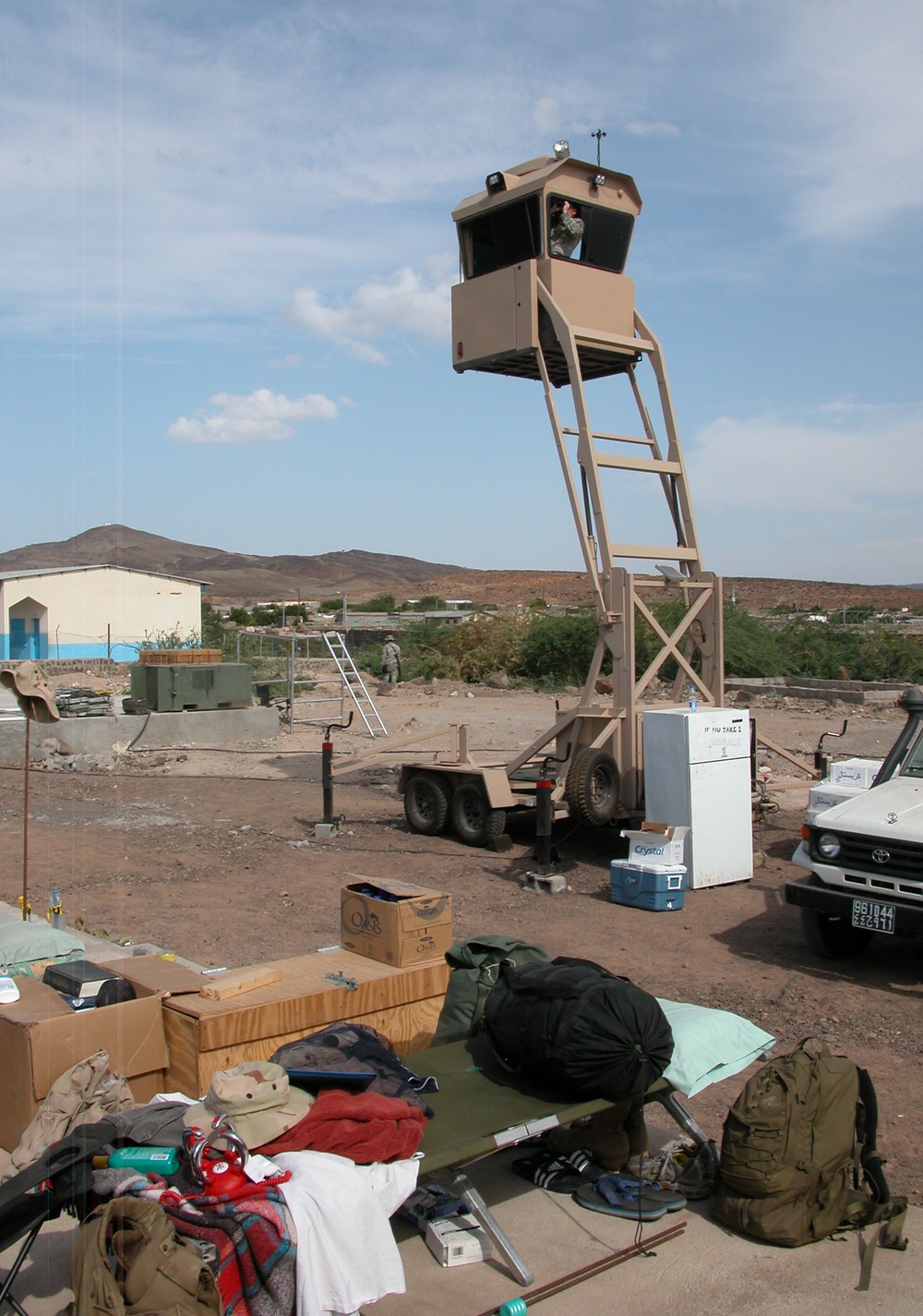 U.S. Soldier Provides Security for Seabees' School Project in Djibouti