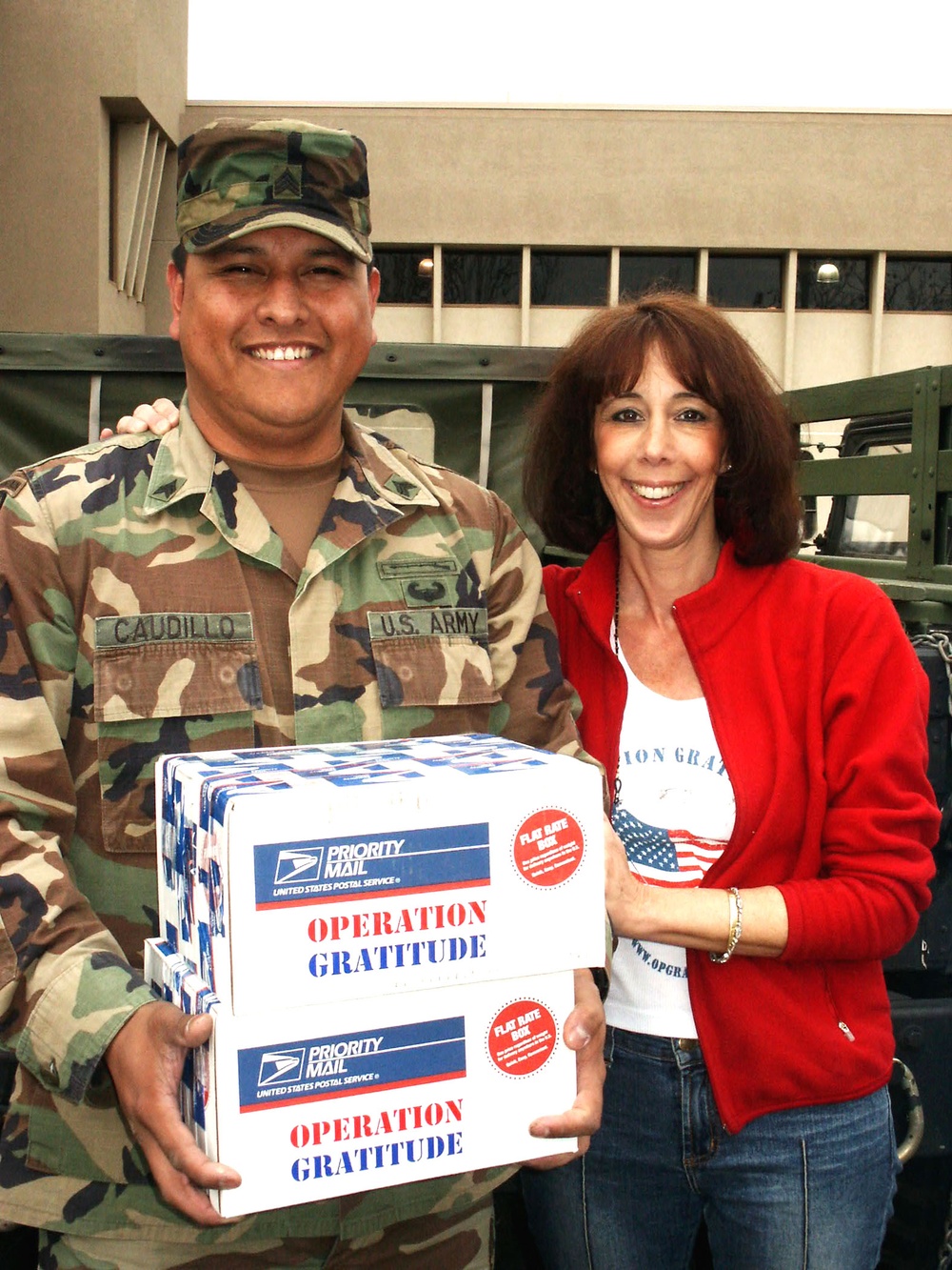 California National Guard Soldier Holds Operation Gratitude Care Packages