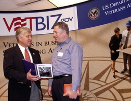 VA Official Chats with New Business Owner at Center's Anniversary