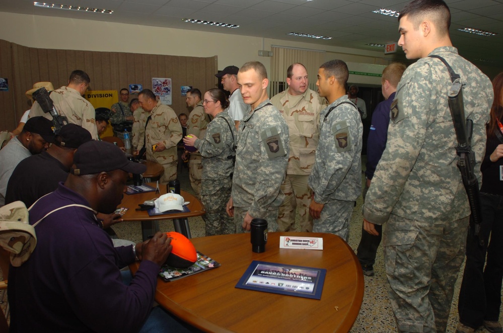NFL Stars Visit Troops at Forward Operating Base Speicher in Iraq