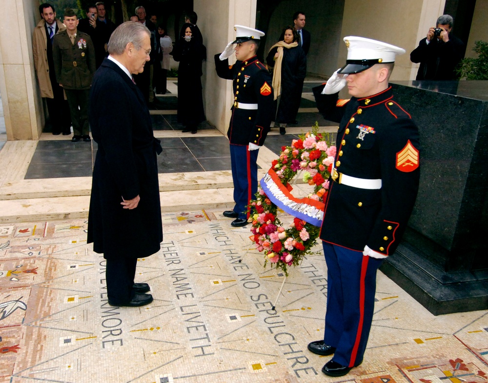 Rumsfeld Honors WWII Fallen at North African American Cemetery in Tunisia