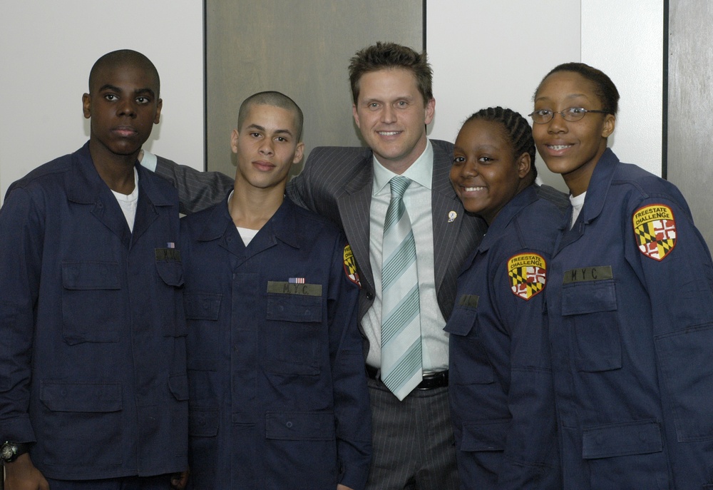 National Guard Youth Challenge Program Spokesman Poses with Cadets