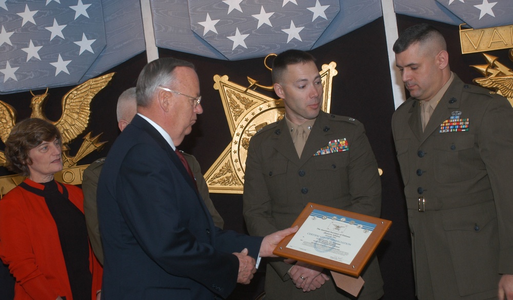 Defense Department Honors Marine Reserve Support Team