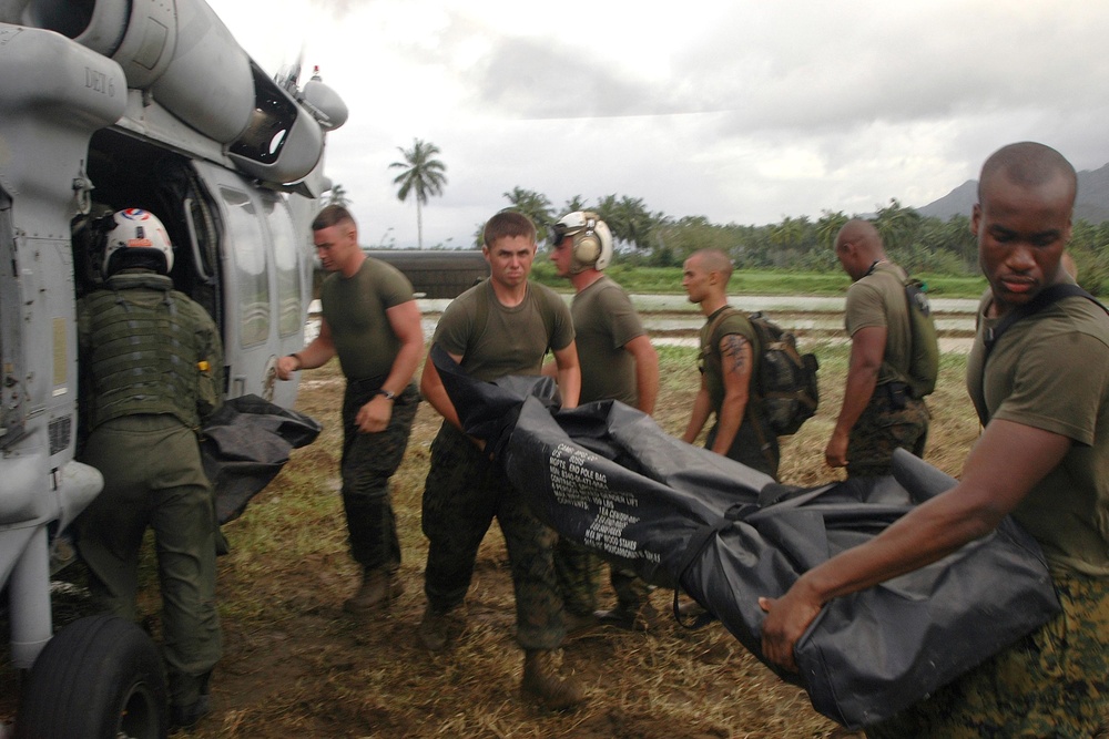 Marines Deliver Supplies to Guinsaugon After Deadly Landslide