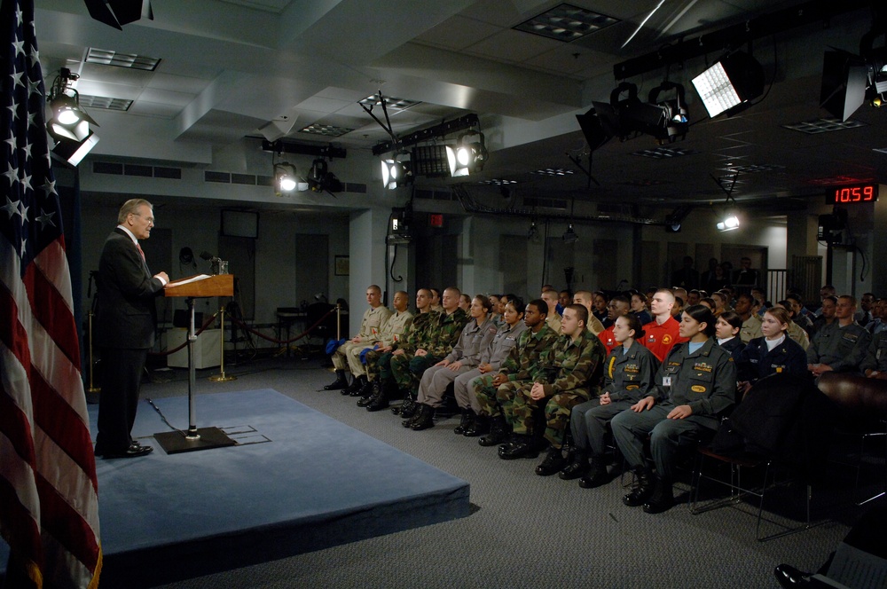 Rumsfeld Encourages National Guard Youth to Reach Their Potential