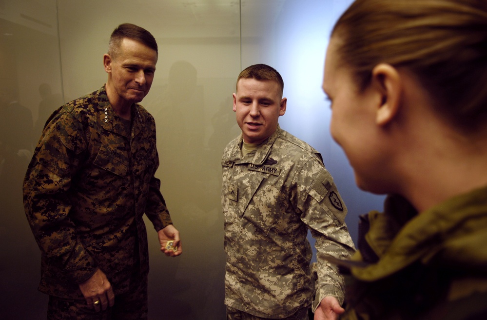Soldier Honored with Silver Star Introduces Fiancee to Joint Chiefs Chairman