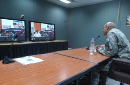 Army Analyst Connects with Family via Video Conference at Fort Hood