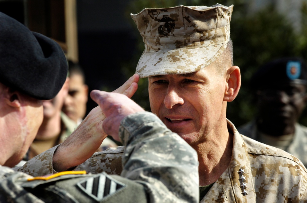 Top Military Leader Salutes Soldier at Fort Sam Houston