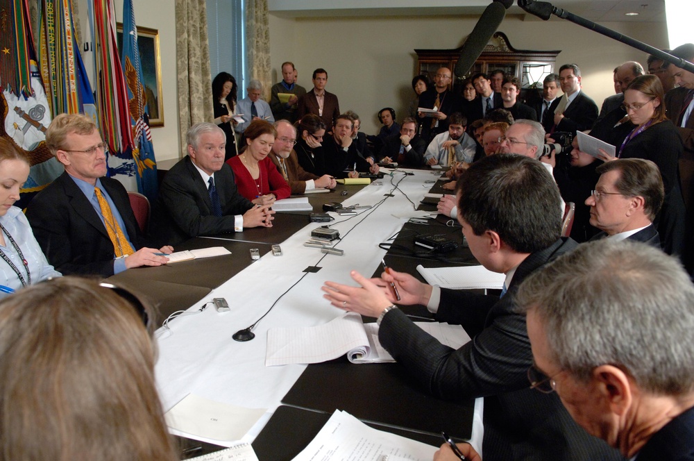 Defense Secretary Gates Holds First Pentagon Press Briefing