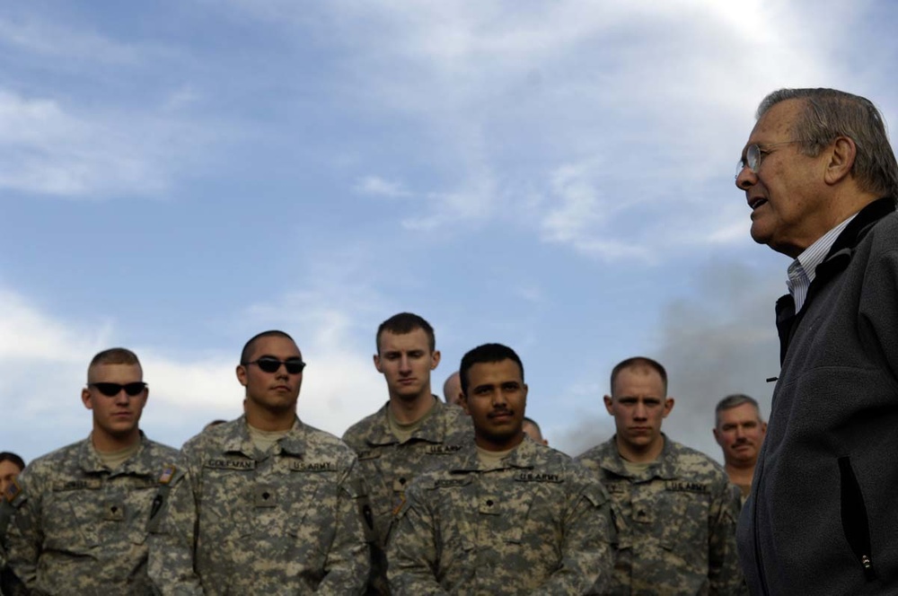 Rumsfeld Visits Troops in Iraq, Expresses Gratitude