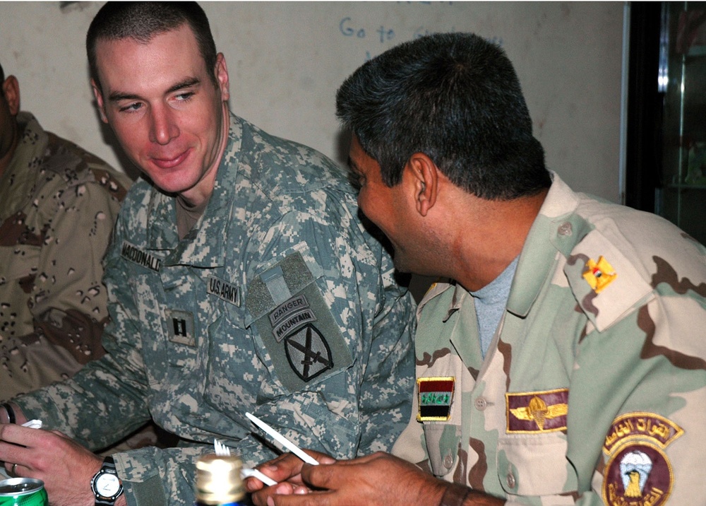 U.S. and Iraqi Army Officers Celebrate Thanksgiving Together in Iraq