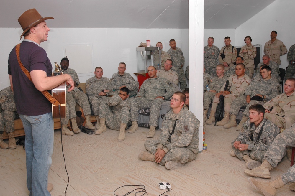 Country Singer Michael Peterson Performs for Troops at Afghan Base