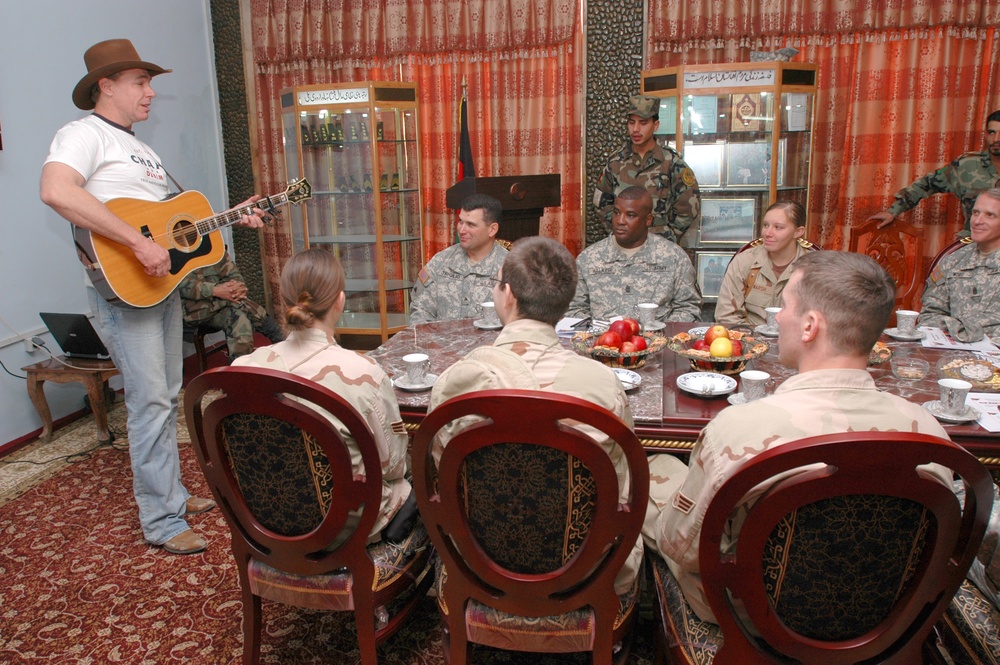 Country Singer Michael Peterson Performs for U.S. Troops in Afghanistan