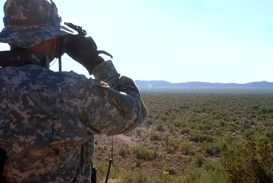 National Guard Sergeant Scans for Suspicious Activity on Arizona Border