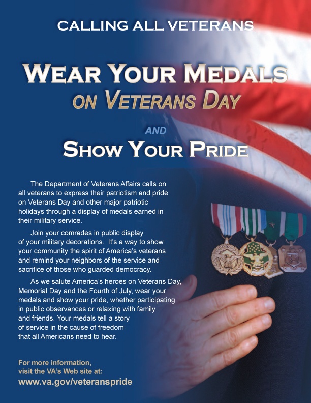 Veterans Encouraged to Wear Decorations on Veterans Day
