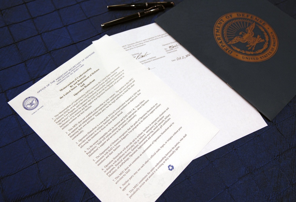 Operation Home Front and Defense Dept. Sign Memorandum of Understanding