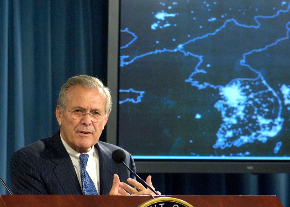 Rumsfeld Highlights North Korea's Economic Disparity with South Korea