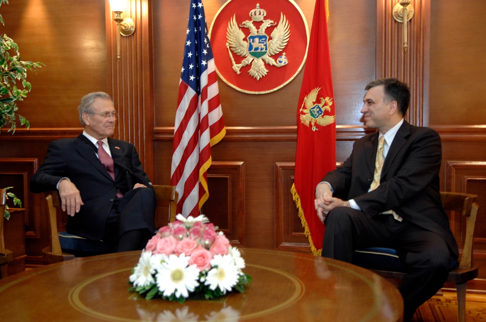 Rumsfeld Meets with Montenegrin President in Montenegro